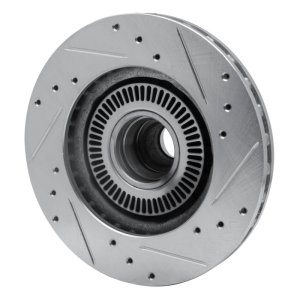 Ford Ranger Brake Rotor (1) - Front Left - R1 Concepts - Drilled & Slotted - Silver - `98-`02